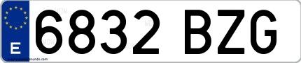 Ejemplo de matrícula española 6832 BZG