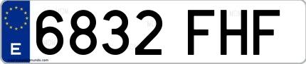 Ejemplo de matrícula de coche ordinaria 6832 FHF