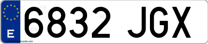 Ejemplo de matrícula de coche ordinaria 6832 JGX
