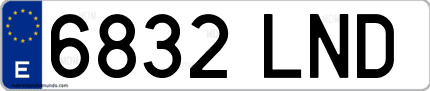 Ejemplo de matrícula de coche ordinaria 6832 LND