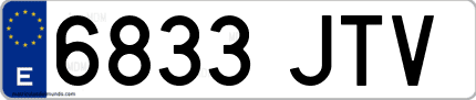 Ejemplo de matrícula de coche ordinaria 6833 JTV