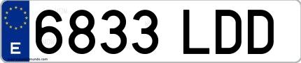Ejemplo de matrícula española 6833 LDD