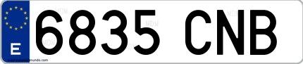 Ejemplo de matrícula española 6835 CNB