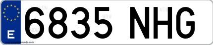 Ejemplo de matrícula española 6835 NHG