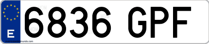 Ejemplo de matrícula de coche ordinaria 6836 GPF