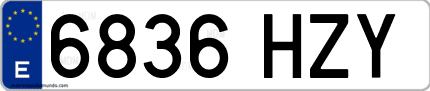 Ejemplo de matrícula de coche ordinaria 6836 HZY
