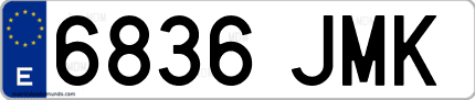 Ejemplo de matrícula de coche ordinaria 6836 JMK