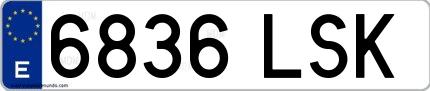 Ejemplo de matrícula española 6836 LSK