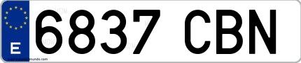 Ejemplo de matrícula española 6837 CBN