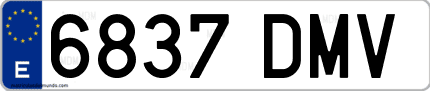 Ejemplo de matrícula de coche ordinaria 6837 DMV
