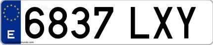 Ejemplo de matrícula española 6837 LXY