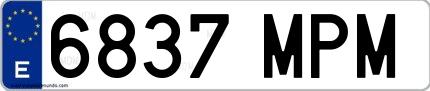 Ejemplo de matrícula de coche ordinaria 6837 MPM
