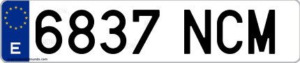 Ejemplo de matrícula de coche ordinaria 6837 NCM