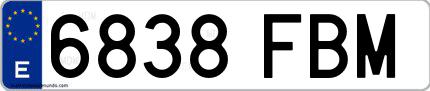 Ejemplo de matrícula española 6838 FBM