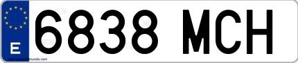 Ejemplo de matrícula española 6838 MCH