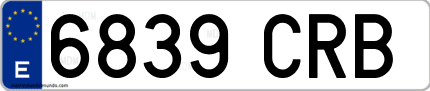 Ejemplo de matrícula de coche ordinaria 6839 CRB