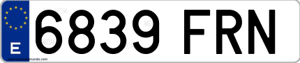 Ejemplo de matrícula de coche ordinaria 6839 FRN