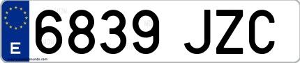 Ejemplo de matrícula española 6839 JZC