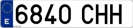 Ejemplo de matrícula española 6840 CHH