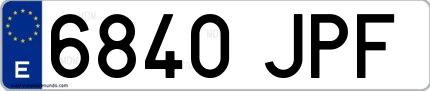 Ejemplo de matrícula española 6840 JPF