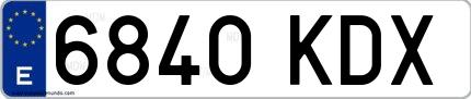 Ejemplo de matrícula española 6840 KDX