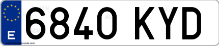 Ejemplo de matrícula de coche ordinaria 6840 KYD