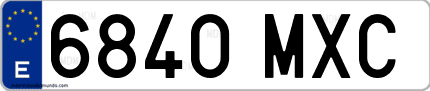 Ejemplo de matrícula de coche ordinaria 6840 MXC