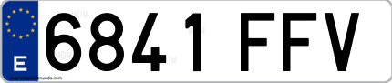 Ejemplo de matrícula de coche ordinaria 6841 FFV
