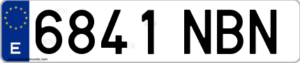 Ejemplo de matrícula de coche ordinaria 6841 NBN