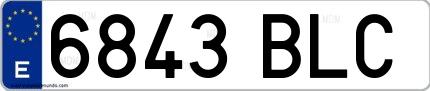 Ejemplo de matrícula española 6843 BLC