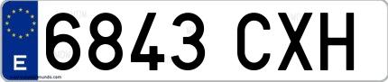 Ejemplo de matrícula española 6843 CXH