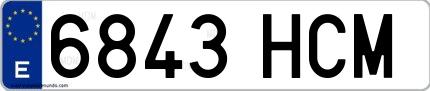 Ejemplo de matrícula española 6843 HCM