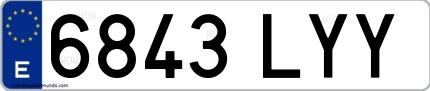 Ejemplo de matrícula española 6843 LYY