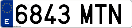 Ejemplo de matrícula de coche ordinaria 6843 MTN
