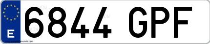Ejemplo de matrícula española 6844 GPF