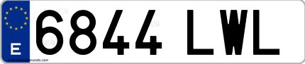 Ejemplo de matrícula de coche ordinaria 6844 LWL