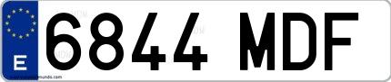 Ejemplo de matrícula de coche ordinaria 6844 MDF