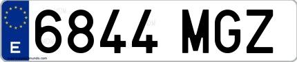 Ejemplo de matrícula española 6844 MGZ