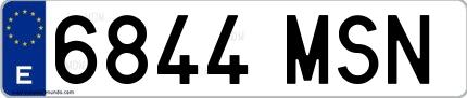 Ejemplo de matrícula española 6844 MSN