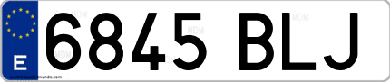 Ejemplo de matrícula de coche ordinaria 6845 BLJ