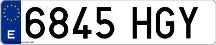 Ejemplo de matrícula española 6845 HGY