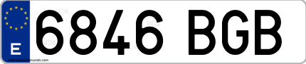 Ejemplo de matrícula de coche ordinaria 6846 BGB