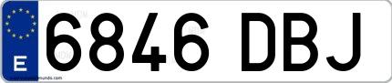 Ejemplo de matrícula española 6846 DBJ