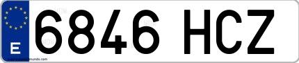 Ejemplo de matrícula española 6846 HCZ