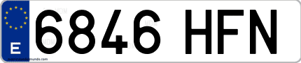 Ejemplo de matrícula de coche ordinaria 6846 HFN