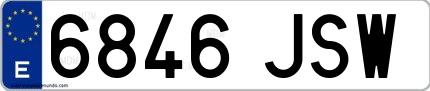 Ejemplo de matrícula española 6846 JSW