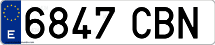 Ejemplo de matrícula de coche ordinaria 6847 CBN