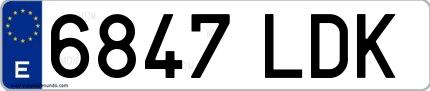 Ejemplo de matrícula española 6847 LDK