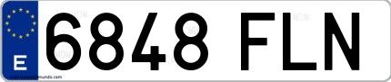 Ejemplo de matrícula española 6848 FLN