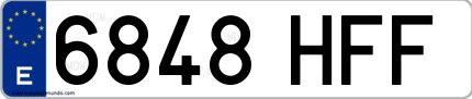 Ejemplo de matrícula española 6848 HFF